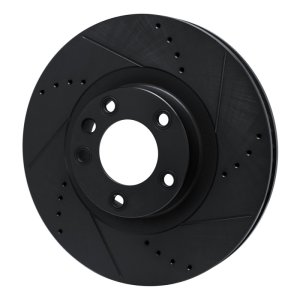 Porsche Cayenne Brake Rotor (1) - Left Front - R1 Concepts - Drilled & Slotted - Black - `11-`18